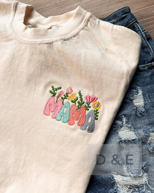 Mama Floral Embroidery Graphic Tee