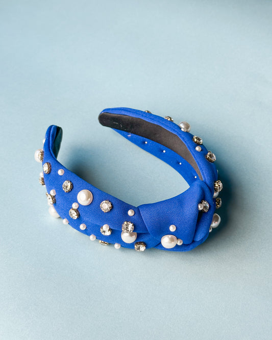 Royal Blue Pearl Studded Headband