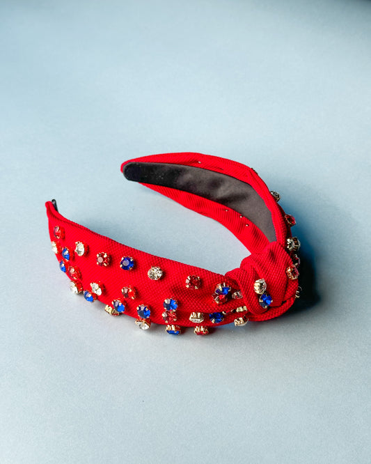 Red White Blue- Red Studded Headband