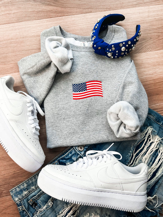 USA Flag Embroidery Sweatshirt