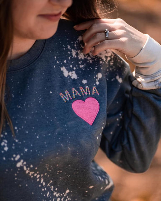 Mama Embroidery Bleached Sweatshirt