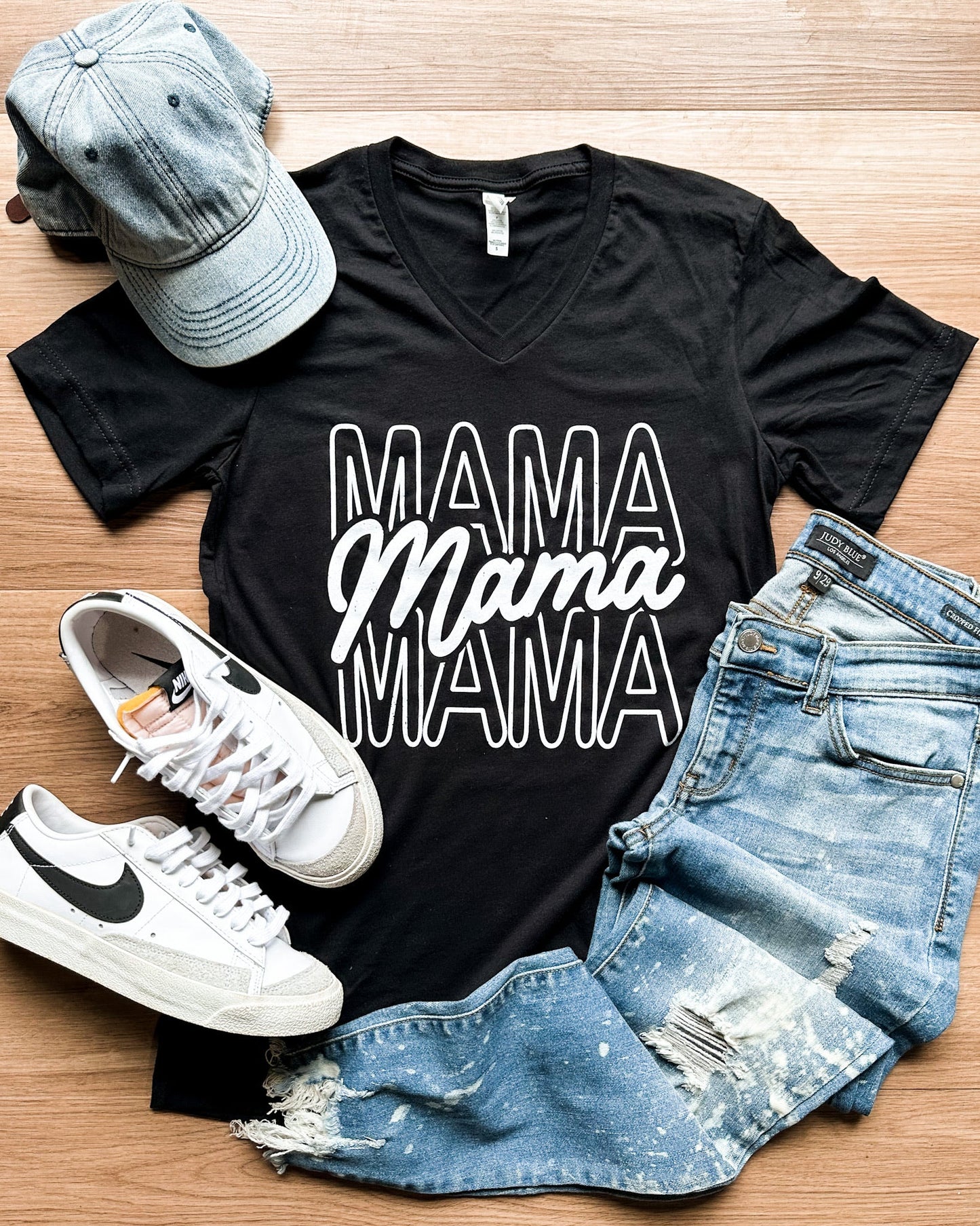 Mama Stacked Vneck Graphic Tee