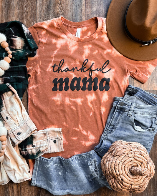 Thankful Mama Bleached Autumn Graphic Tee