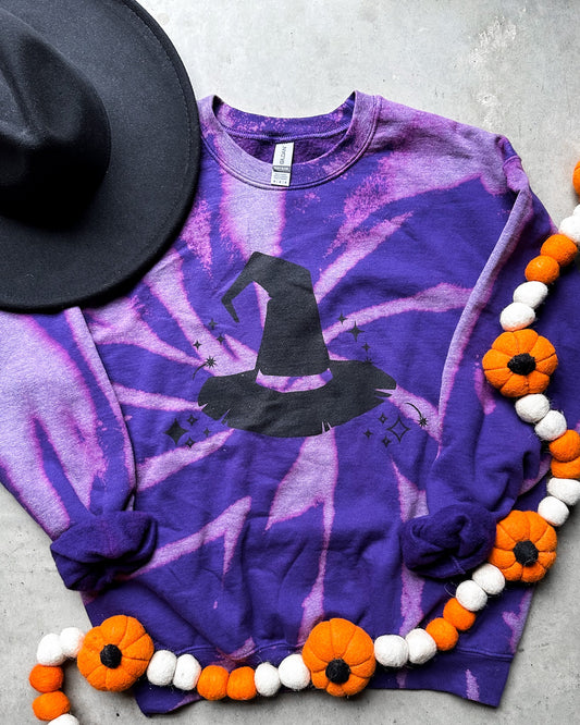 Witchy Wishes Bleached Purple Sweatshirt