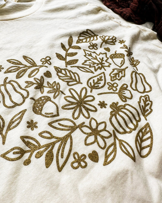 Fall Gold Heart Tultex Graphic Tee