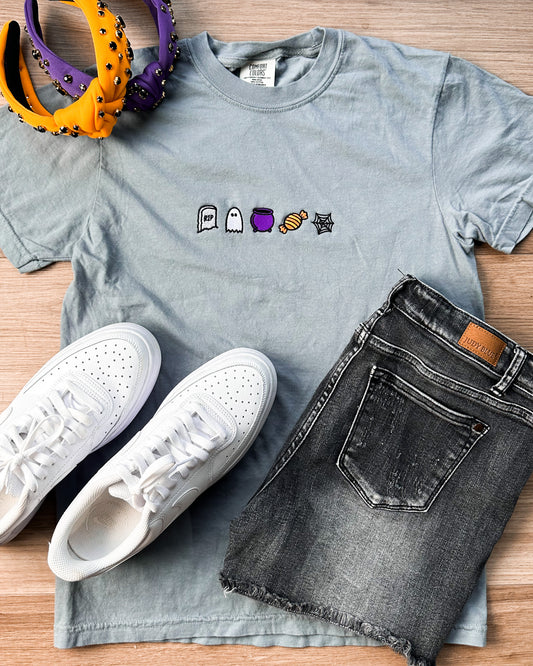 Halloween Doodle Embroidery Graphic Tee