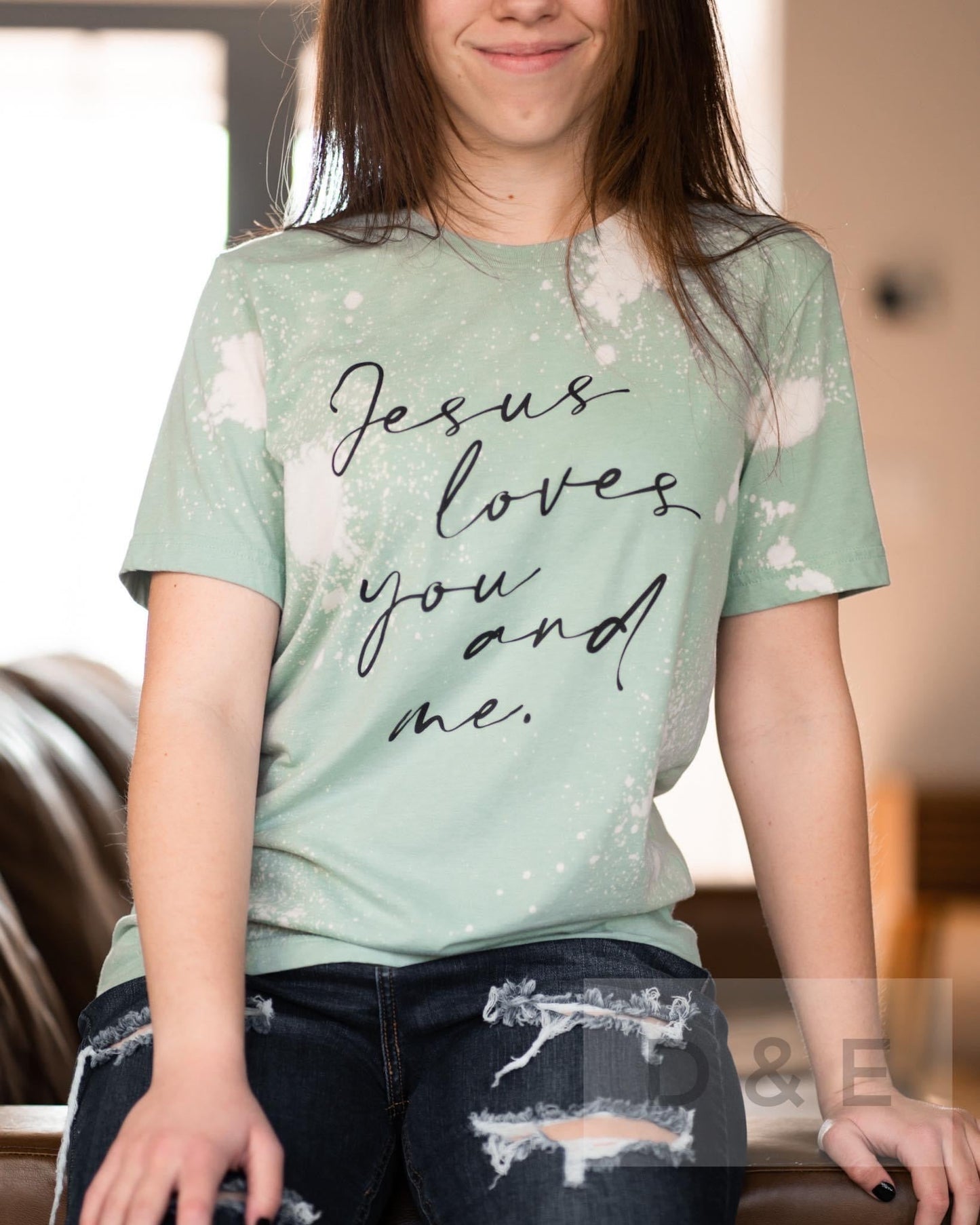 Jesus Loves You and Me Bleached Graphic Tee